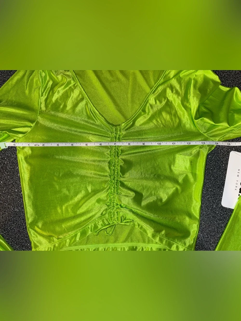 Jo+Jax Neon Lime Ruched Crop Top Size X-Small Adult NWT!!